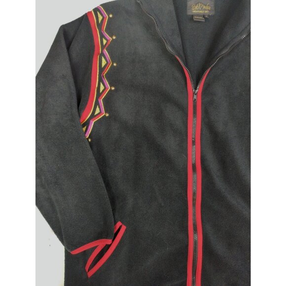 Vintage Bob Mackie Size S Womens Embroidered Fleece Full Zip Jacket Oversized - Picture 3 of 10